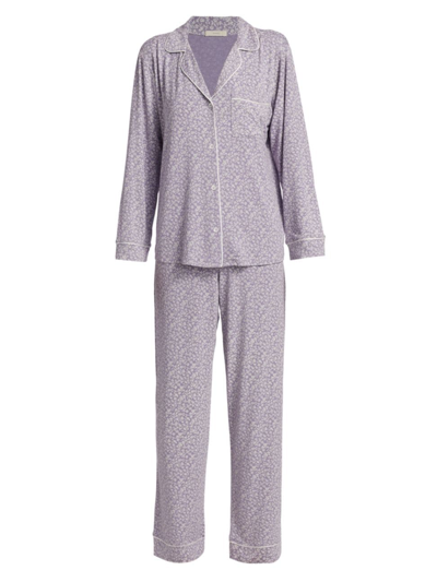 Shop Eberjey Women's Sleep Chic 2-piece Pajama Set In Garden Delphinium Ivory