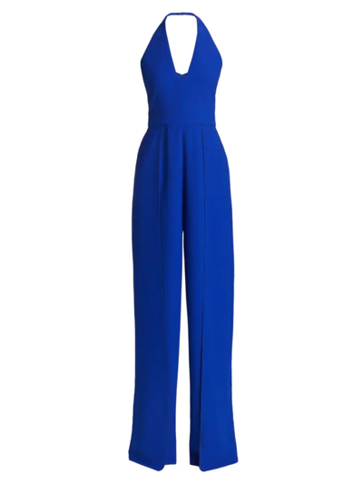 Shop Vera Wang Bride Women's Alexandra Halter Jumpsuit In Royal Blue