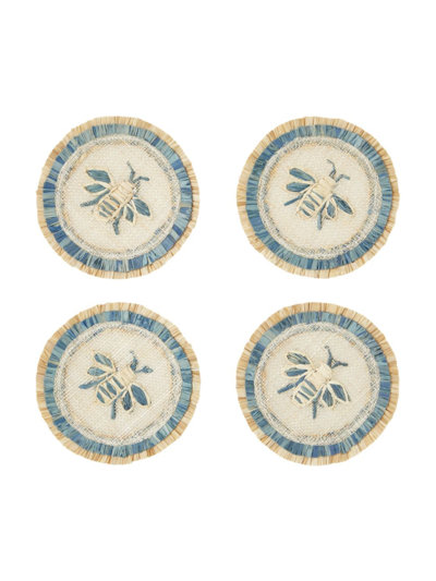 Shop Joanna Buchanan Bee Straw Coasters 4-piece Set In Blue