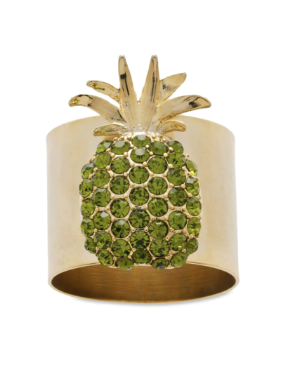 Shop Joanna Buchanan Pineapple Napkin Rings 2-piece Set In Olive