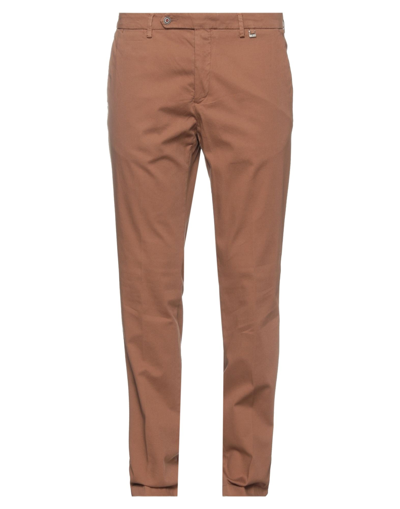 Shop Paoloni Man Pants Brown Size 40 Cotton, Elastane