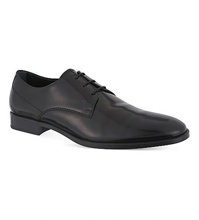 Shop Tod's Leather Derby Shoes In Black