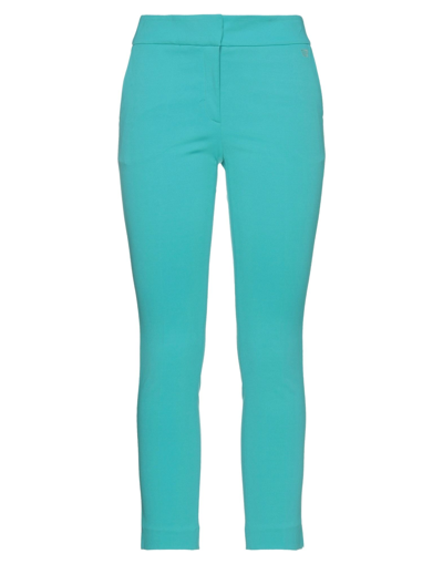 Shop Vdp Collection Woman Pants Turquoise Size 10 Viscose, Polyamide, Elastane In Blue