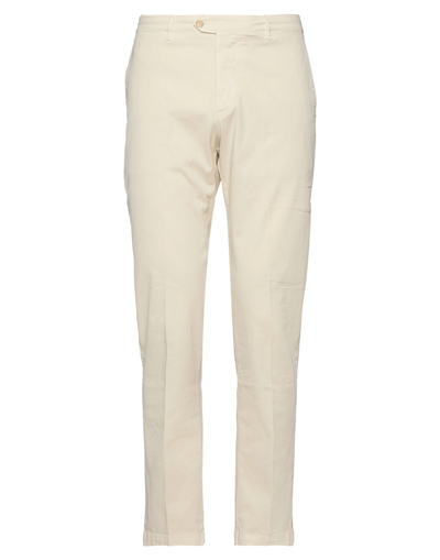 Shop Oaks Man Pants Ivory Size 35 Cotton, Elastane In White