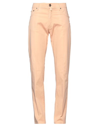 Shop Corneliani Id Man Pants Light Pink Size 34 Cotton, Elastane