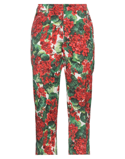 Shop Dolce & Gabbana Woman Cropped Pants Red Size 0 Cotton, Viscose, Elastane