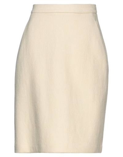 Shop Hache Woman Mini Skirt Ivory Size 6 Cotton, Virgin Wool In White