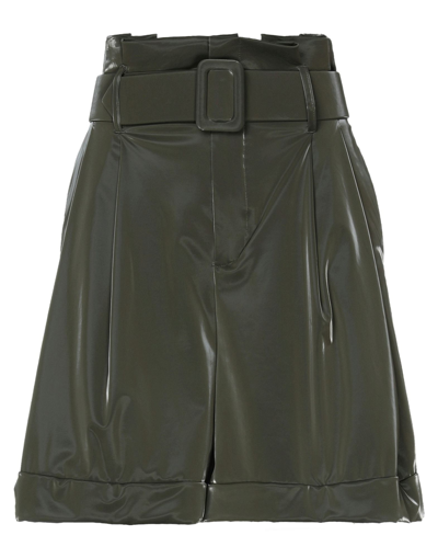 Shop Federica Tosi Woman Shorts & Bermuda Shorts Military Green Size 12 Polyester, Elastane