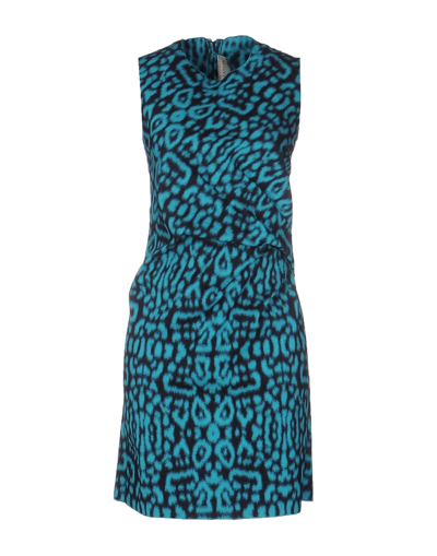 Shop Lanvin Woman Mini Dress Turquoise Size 4 Cotton, Polyamide, Elastane In Blue