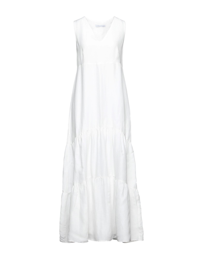 Shop Caractere Caractère Woman Long Dress White Size 6 Viscose, Linen