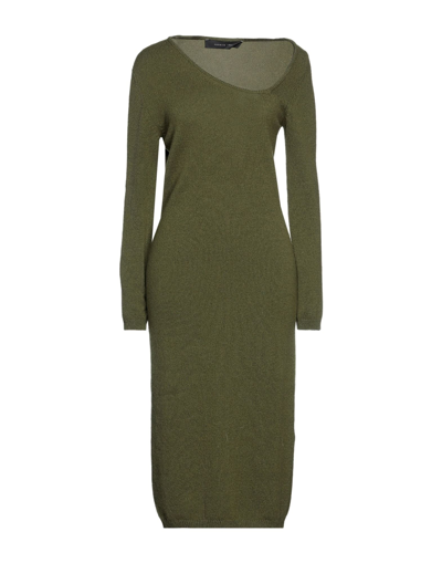Shop Federica Tosi Woman Midi Dress Military Green Size 4 Wool, Cashmere