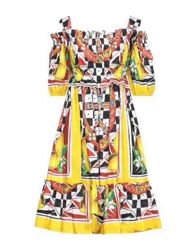 Shop Dolce & Gabbana Woman Midi Dress Yellow Size 6 Cotton