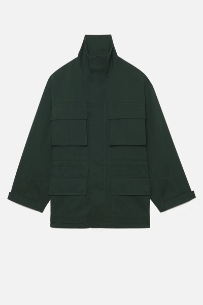 Shop Ami Alexandre Mattiussi Zipped Parka With Elasticated Waist And Patch Pockets In Green