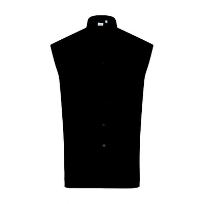 Shop Burberry Panel Detail Sleeveless Cotton Poplin Shirt In Black