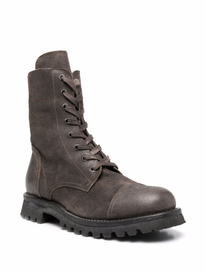 Shop Moma Lace-up Leather Boots In Braun