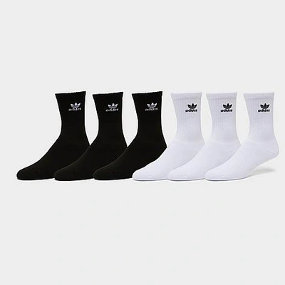 Adidas Originals Trefoil 6 Pack Socks In White And Black In Black/white