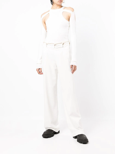 Shop Dion Lee Rope-detail Straight-leg Trousers In Weiss