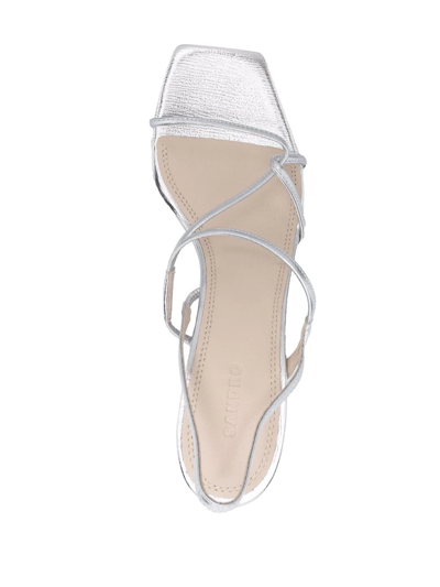 Sandro Leather Sandals With Block Heel In Silver