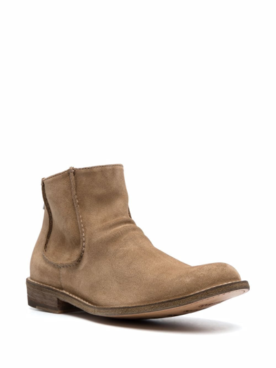 Shop Officine Creative Seam Detail Suede Chelsea Boots In Nude