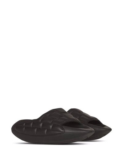 Balmain B-it Puffy Quilted Leather Slide Sandals In Black | ModeSens
