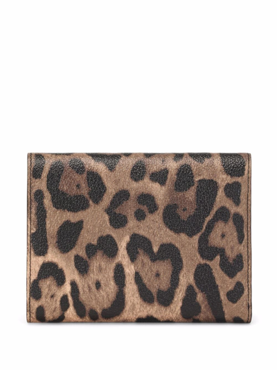 Shop Dolce & Gabbana Crespo Leopard-print Zip-around Wallet In Braun