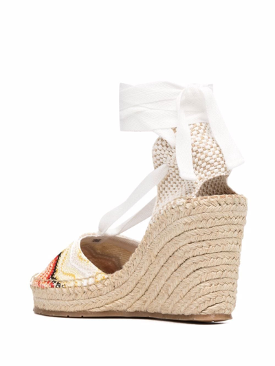 Missoni 80 Metallic Canvas Wedge Espadrilles In Weiss