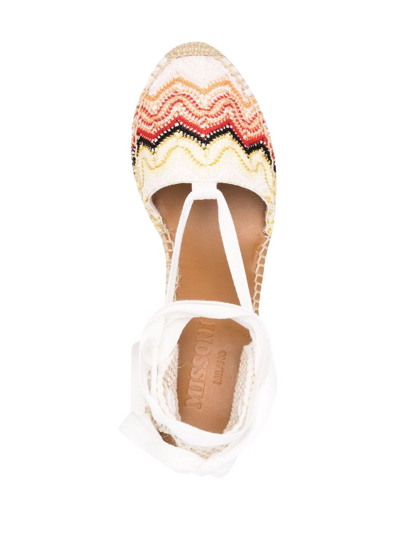 Missoni 80 Metallic Canvas Wedge Espadrilles In Weiss