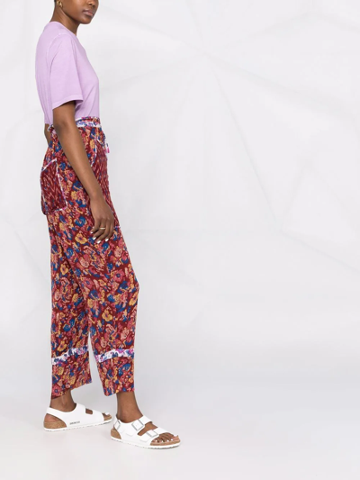 Shop Isabel Marant Étoile Mix-print Straight-leg Ankle Trousers In Red