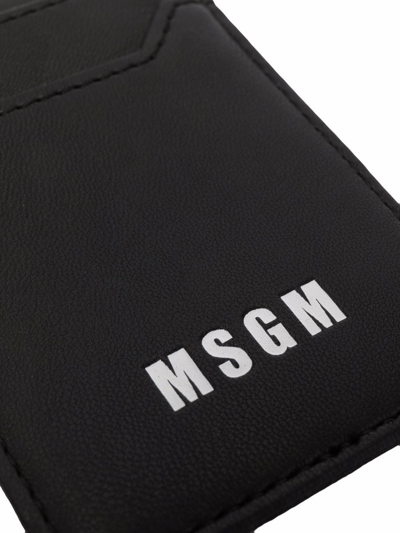 Shop Msgm Logo-print Neck-strap Wallet In Schwarz