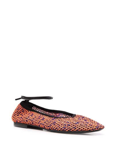 Shop Msgm Woven Ballerina Shoes In Orange