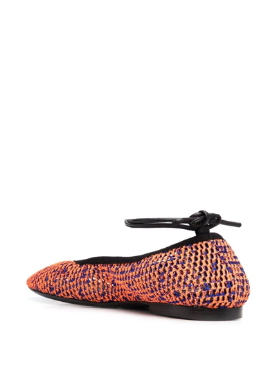 Shop Msgm Woven Ballerina Shoes In Orange