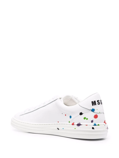 Shop Msgm Paint-splatter Sneakers In White