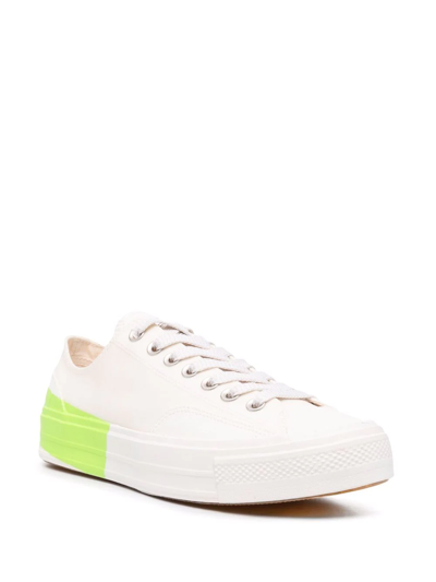 Shop Msgm Contrast-stripe Sneakers In Weiss
