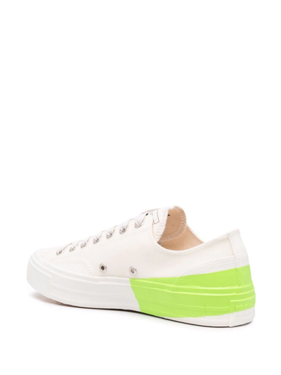 Shop Msgm Contrast-stripe Sneakers In Weiss