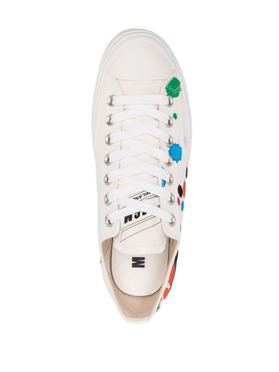 Shop Msgm Paint-splatter Sneakers In White