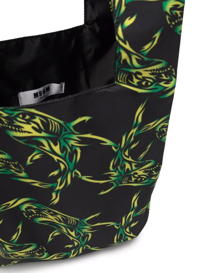 Shop Msgm Shark Print Tote Bag In Schwarz