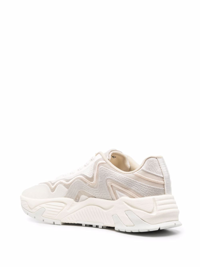 Shop Msgm Panelled-detail Sneakers In Neutrals