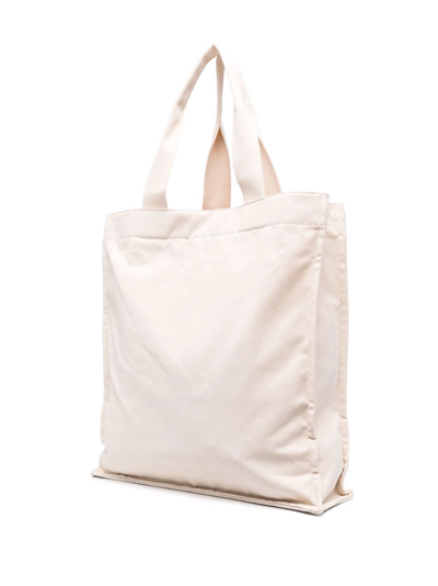 Shop Msgm Logo-print Tote-bag In Neutrals
