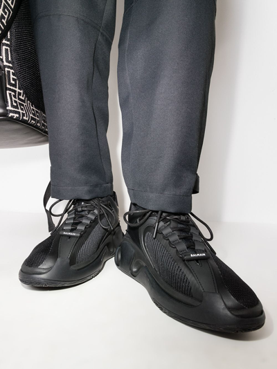 Balmain Black B-runner Mesh And Nylon Sneakers In Schwarz
