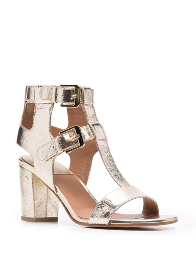 Shop Laurence Dacade T-bar Strap 70mm Leather Sandals In Gold