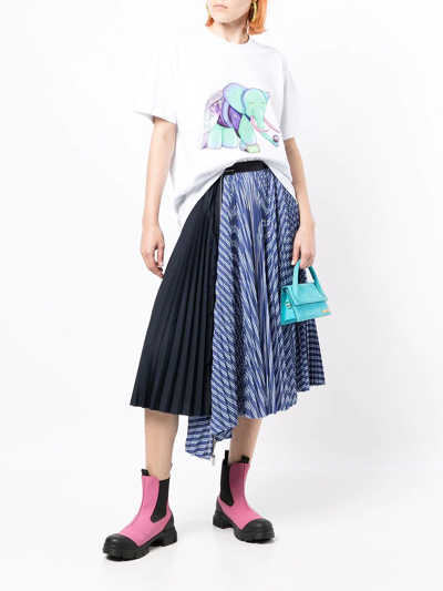 Natasha Zinko Visionz Elephant Print T-shirt In Weiss