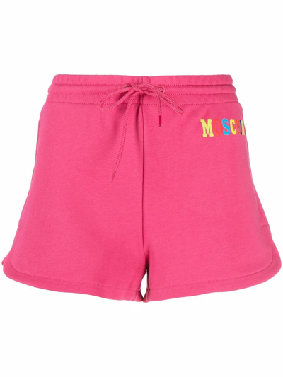 Shop Moschino Logo-print Track Shorts In Rosa