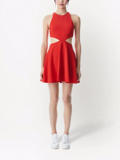 Shop Alice And Olivia Cara Cut-out Flare Mini Dress In Rot
