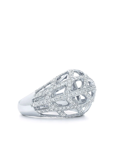 Shop Kwiat 18kt White Gold Jacquard Diamond Ring In Silber
