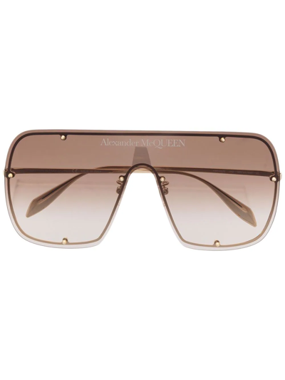 Shop Alexander Mcqueen Gradient Oversize-frame Sunglasses In Gold