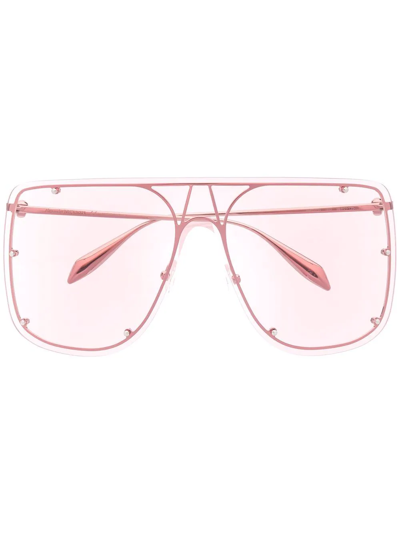 Shop Alexander Mcqueen Tinted Oversize-frame Sunglasses In Rosa