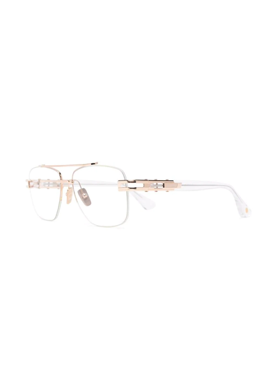 Shop Dita Eyewear Matte-finish Pilot-frame Glasses In White