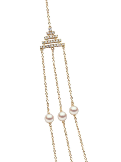 Shop Yoko London 18kt Yellow Gold Sleek Freshwater Pearl Diamond Necklace