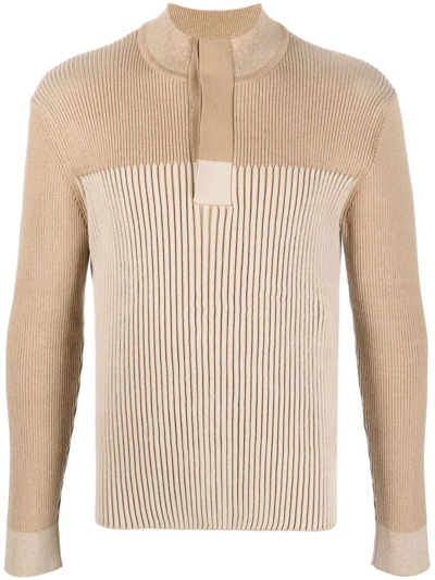 Shop Jacquemus The Cedra Ribbed-knit Sweater In Nude