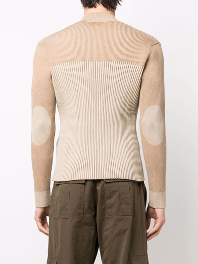 Shop Jacquemus The Cedra Ribbed-knit Sweater In Nude